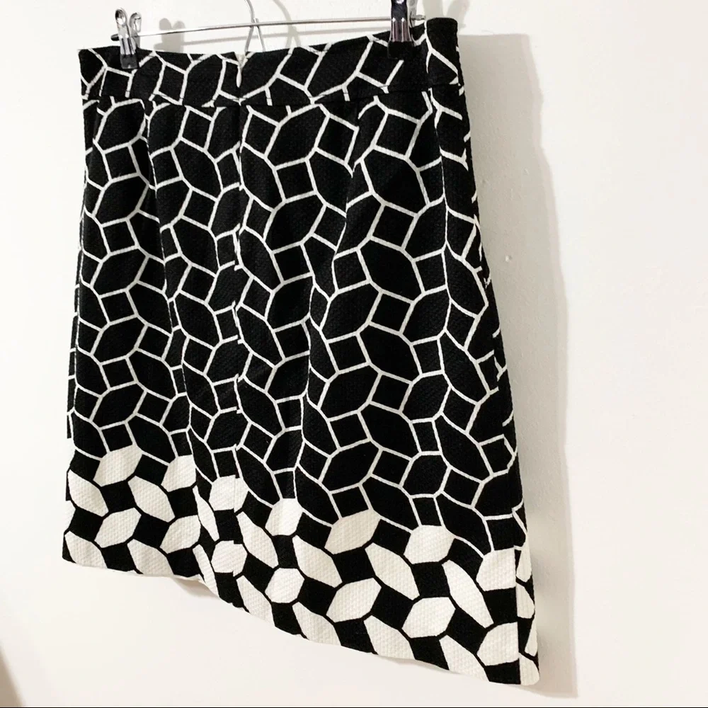 Talbots Geometric Shape Printed A-line Cotton Skirt Front Pleating Invisible Zip - Picture 4 of 14